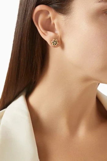 Stella D'Oro Diamond & Malachite Studs in 18kt Rose Gold