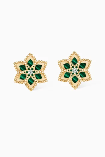 Stella D'Oro Diamond & Malachite Studs in 18kt Rose Gold