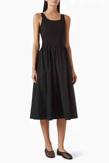 Flared Midi Dress in Cotton-blend