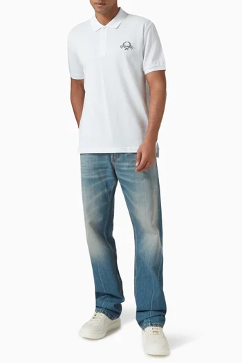 Laurel Crown Emblem Polo T-shirt in Cotton