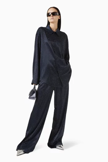 Strass-embellished Pyjama Pants in Satin