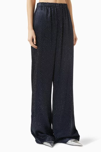 Strass-embellished Pyjama Pants in Satin