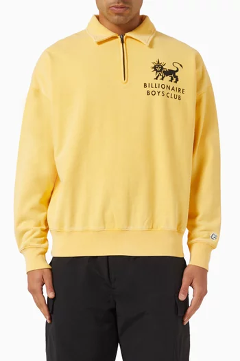 Lion Quarter Zip Sweatshirt in Cotton