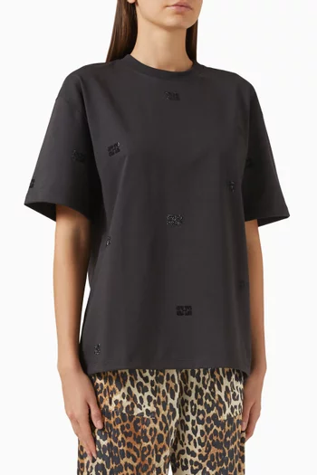 Rhinestone-embellished T-shirt in Organic Cotton