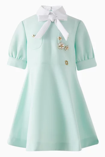 Bow Collar Dress in Crepe
