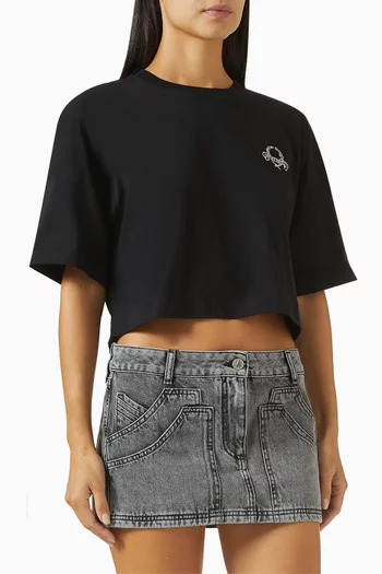 Crop Logo T-shirt in Cotton