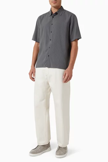 Dalton Dobby Striped Shirt in Rayon-blend