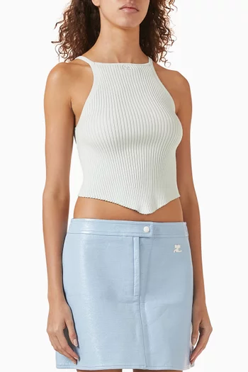 Pointy Rib-knit Tank Top in Viscose Blend
