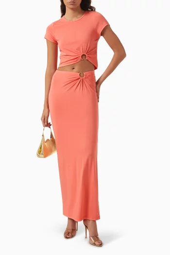 Metal Ring Maxi Skirt in Jersey