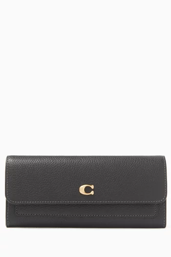 Mila Long Flap Wallet in Polished Leather