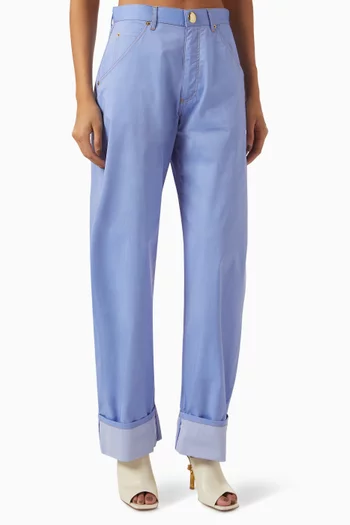 Khris Barrel-leg Pants in Cotton-poplin
