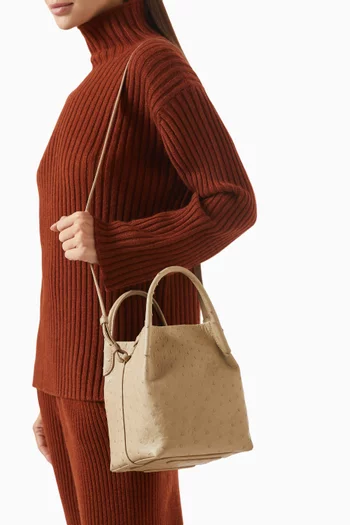 Small Bale Bucket Bag in Ostrich Leather