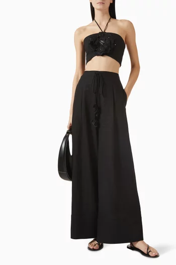 بلوزة جول قصيرة كتان