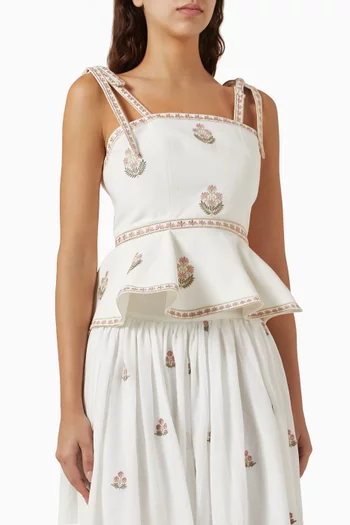 بلوزة مينا مطرزة كتان