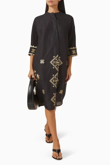 Embroidered Midi Dress
