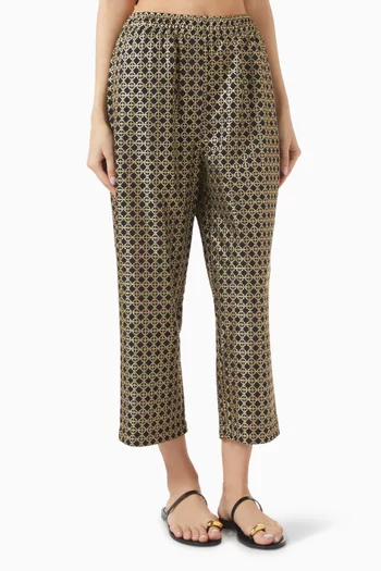Embroidered Loose-fit Pants