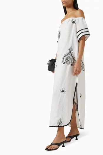 Embroidered Off-shoulder Maxi Dress