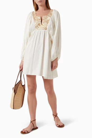 Embroidered Mini Dress