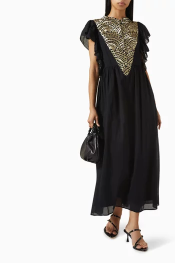 Embroidered Ruffled Maxi Dress