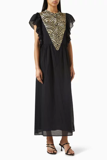 Embroidered Ruffled Maxi Dress