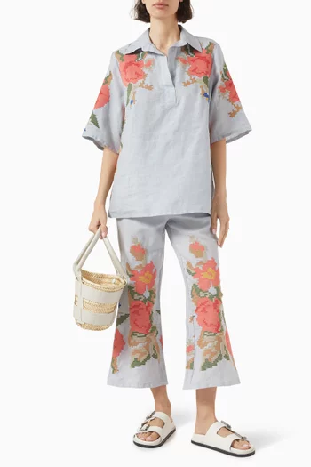 Embroidered Floral Boxy Shirt