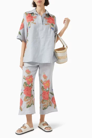 Embroidered Floral Pants
