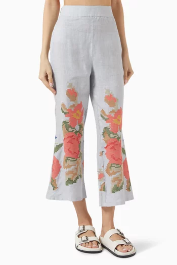 Embroidered Floral Pants