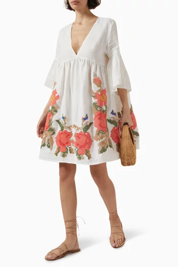 Floral Embroidered Mini Dress