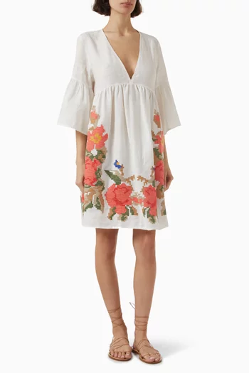Floral Embroidered Mini Dress