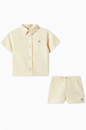 Logo Co-ord Set in Linen & Cotton