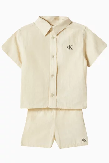 Logo Co-ord Set in Linen & Cotton