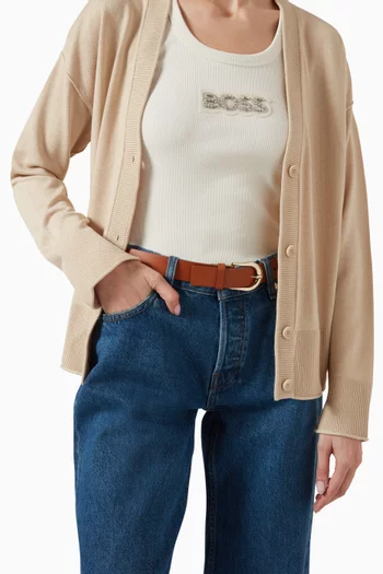 Round Buckle Belt in Italian Leather