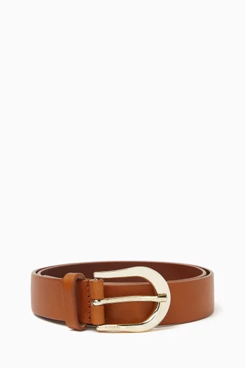Round Buckle Belt in Italian Leather