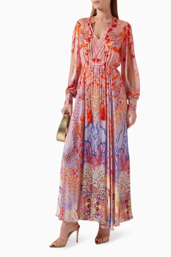 Keyhole Maxi Dress in Georgette-satin