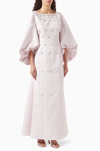 Salma Cocoon-sleeve Gown in Faille