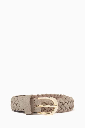 Carol Woven Belt in Suede