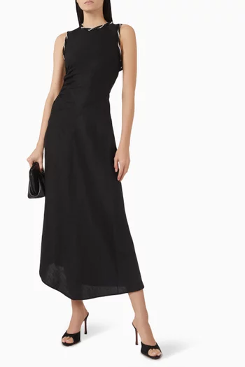 Rize Rhinestone-twist Maxi Dress in Linen-blend