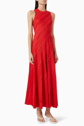 Rinea Strips Maxi Dress in Linen-blend