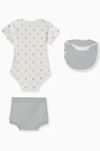 Bodysuit, Bib and Shorts Set in Cotton
