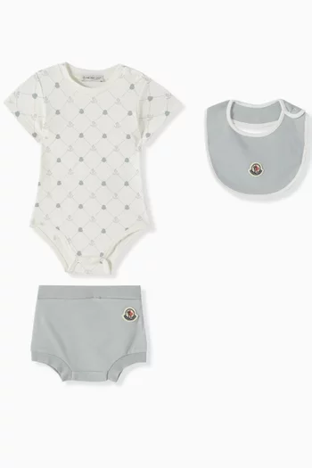Bodysuit, Bib and Shorts Set in Cotton