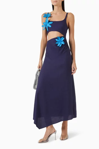 Rafalia 3D-flower Dress Linen Blend