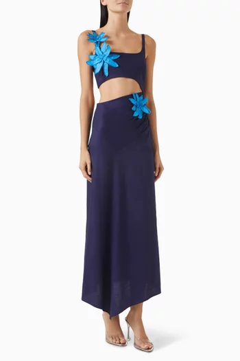 Rafalia 3D-flower Dress Linen Blend