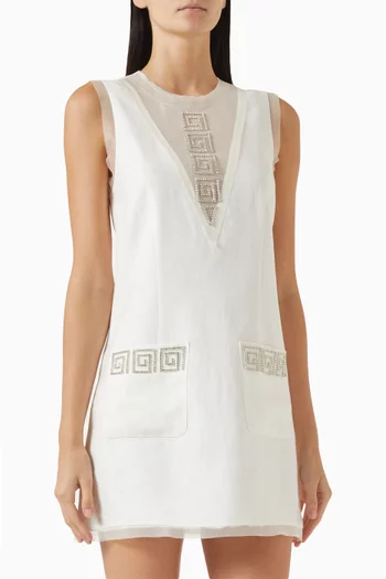 Rikis Rhinestone-embellished Mini Dress in Linen