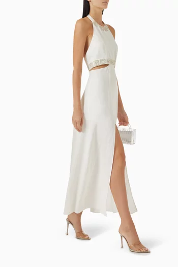 Rivis Rhinestone-embellished Maxi Dress in Linen