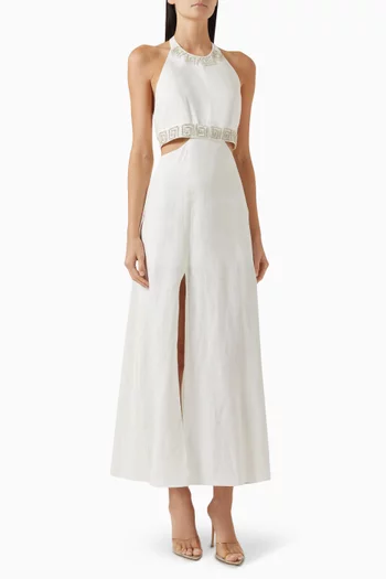 Rivis Rhinestone-embellished Maxi Dress in Linen