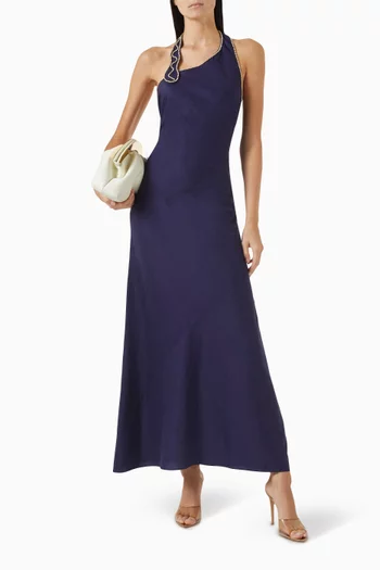 Revos Rhinestone-embellished Dress in Linen Blend