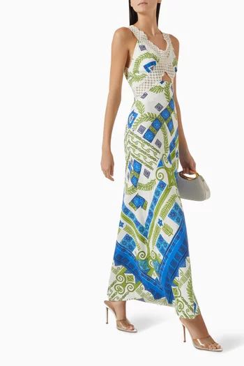 Ramiana Lace-trim Dress in Linen Blend