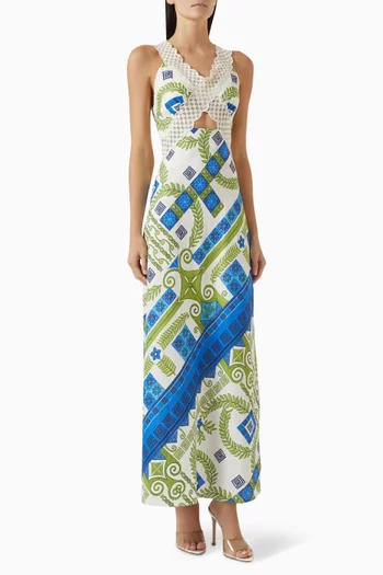 Ramiana Lace-trim Dress in Linen Blend
