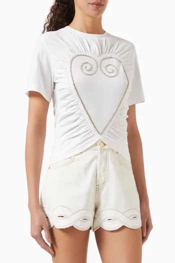 Tinou Heart Crystal-embellished Ruched Top