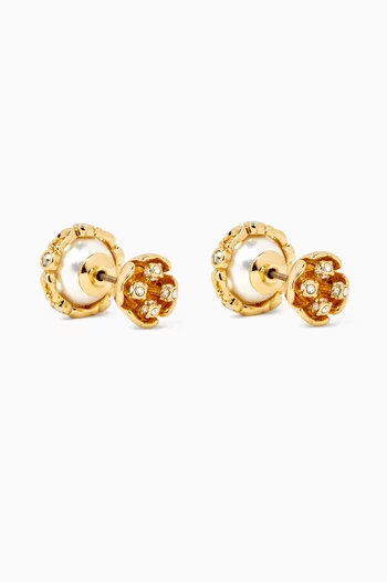 Pearl Floral Front Back Stud Earrings
